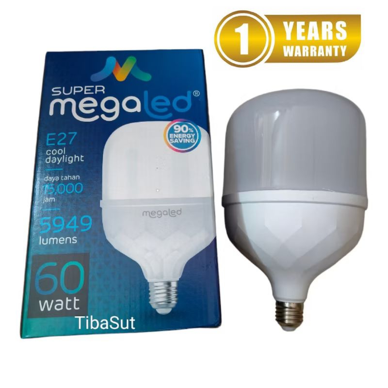 Bohlam LED Lampu 60 watt Garansi Super Mega led Cahaya Putih Bohlam 60Watt Super Terang