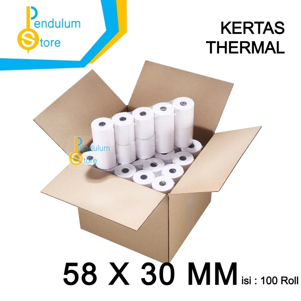 

Paket Kertas Thermal 58x30mm isi 100 Roll / 100 Buah Thermal Paper Struk Receipt ukuran 58 X 30 MM