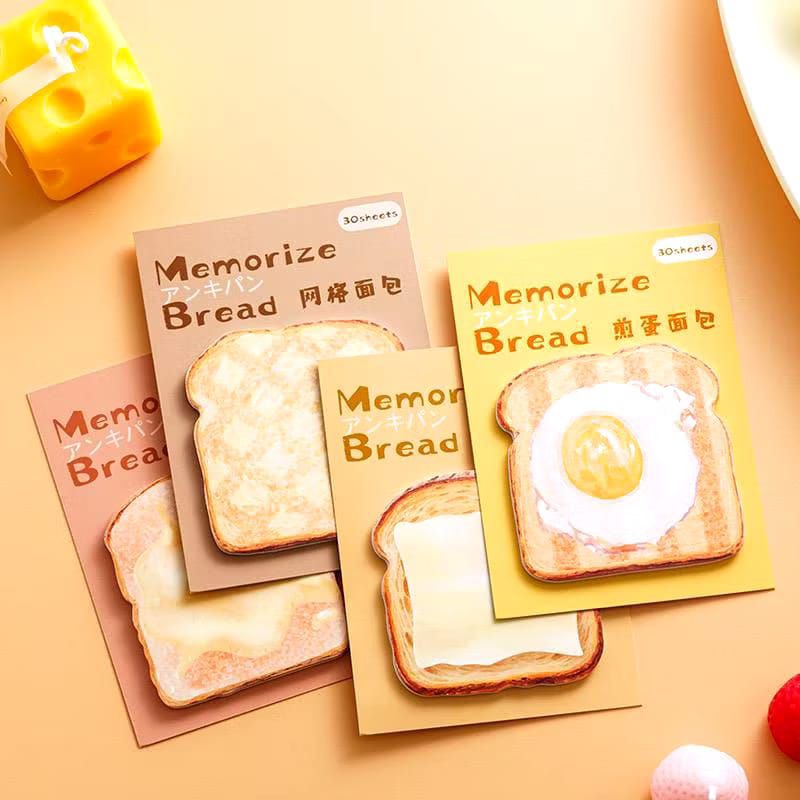 

(30 Lembar ) Sticky Notes MEMORIZE BREAD Memo Aesthetic Sticky Tempel Motif Roti