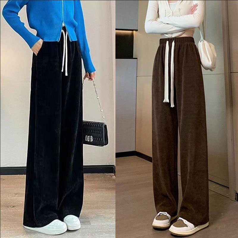 QH Celana corduroy wanita celana corduroy celana training wanita celana kodorai wanita longgar