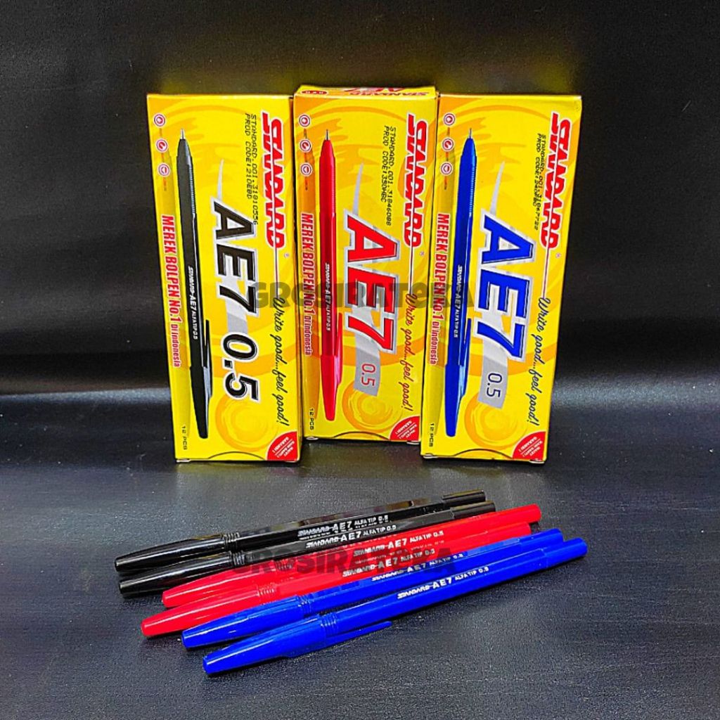 

BALLPOINT, BOLPEN, POLPEN, PULPEN, BP STANDARD AE7 HITAM/MERAH/BIRU