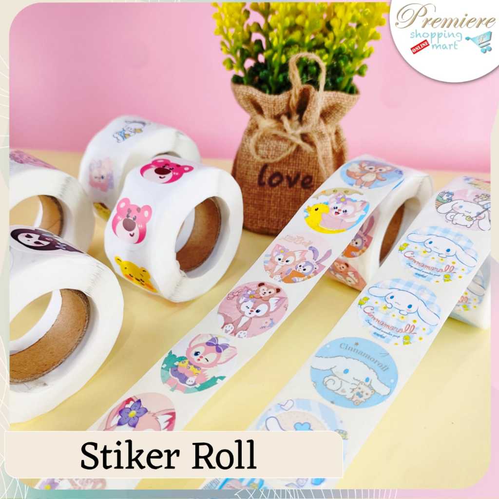 

PSM - Label Sticker Roll Motif Lucu Isi 500Pcs / Tempelan Stiker Gulung