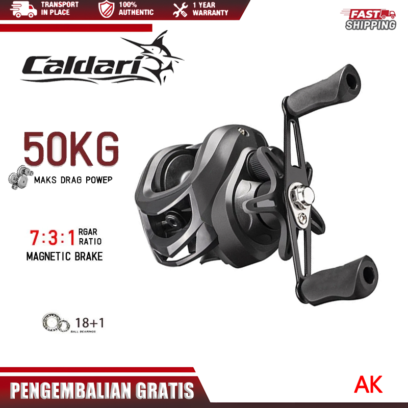 FIshing reel spinning reel gaya baru reel AK 2000 Kiri Rasio 7.3:1 50kg pancing reel joran