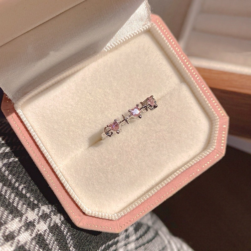 cincin diamond pink deret ukuran adjustable