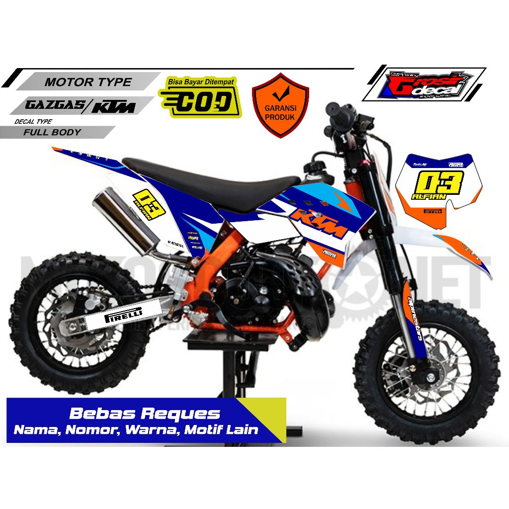 Decal Stiker Mini Trail 50cc Gazgas / KTM / SSR Full Body Bebas Reques