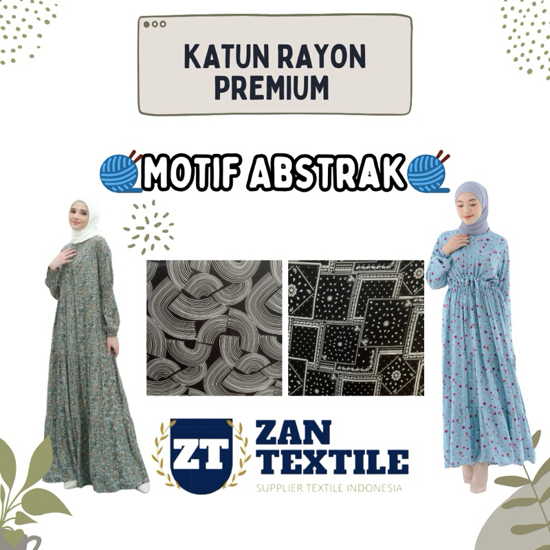 | Motif Abstrak & Salur | Katun Rayon Premium Viscose Motif Abstrak Bahan Baju gamis, Daster