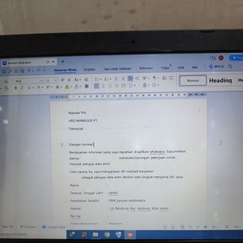 jasa ketik cepat cv kerja