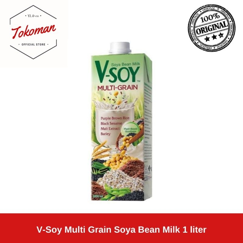 

Vsoy Multigrain Soya Bean 1 liter / V-Soy Multi Grain Susu Kedelai
