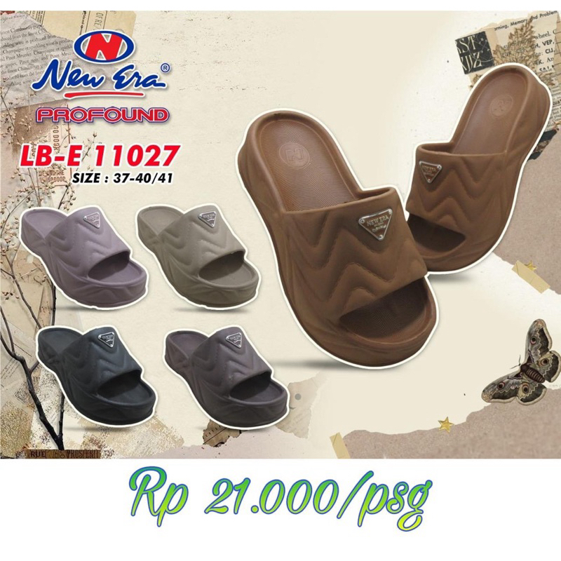 SANDAL SLOP WEDGES KARET NEW ERA LB E 11027 100% ORIGINAL BY NEW ERA
