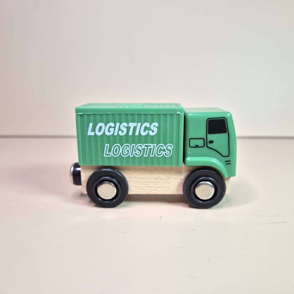 Mainan Truk Logistik Sampah magnetic kompatibel kereta track rel kayu