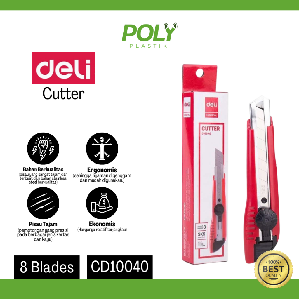 

Deli Cutter dengan pisau baja SK5 sistem kunci manual untuk penggunaan yang aman CD10040