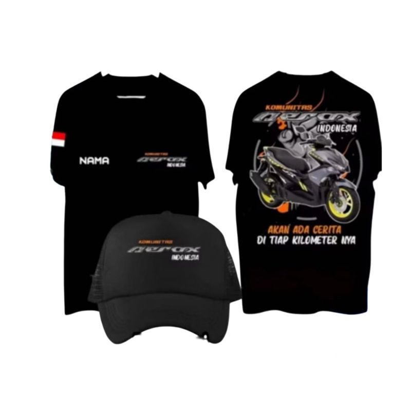 KAOS KOMUNITAS AEROX INDONESIA BONUS TOPI