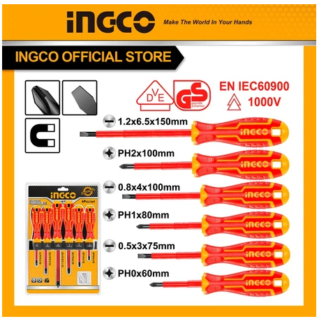 Obeng Isolator Listrik Insulated Screwdriver Set INGCO HKISD0608