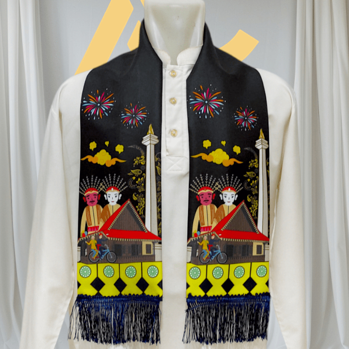 Selendang Betawi Laki-laki Dewasa / Cukin Betawi / Syal Betawi / Sarung Plekat Betawi