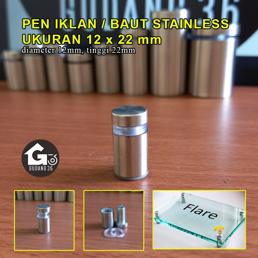 BAUT AKRILIK Pen Iklan Ukuran 12x22mm