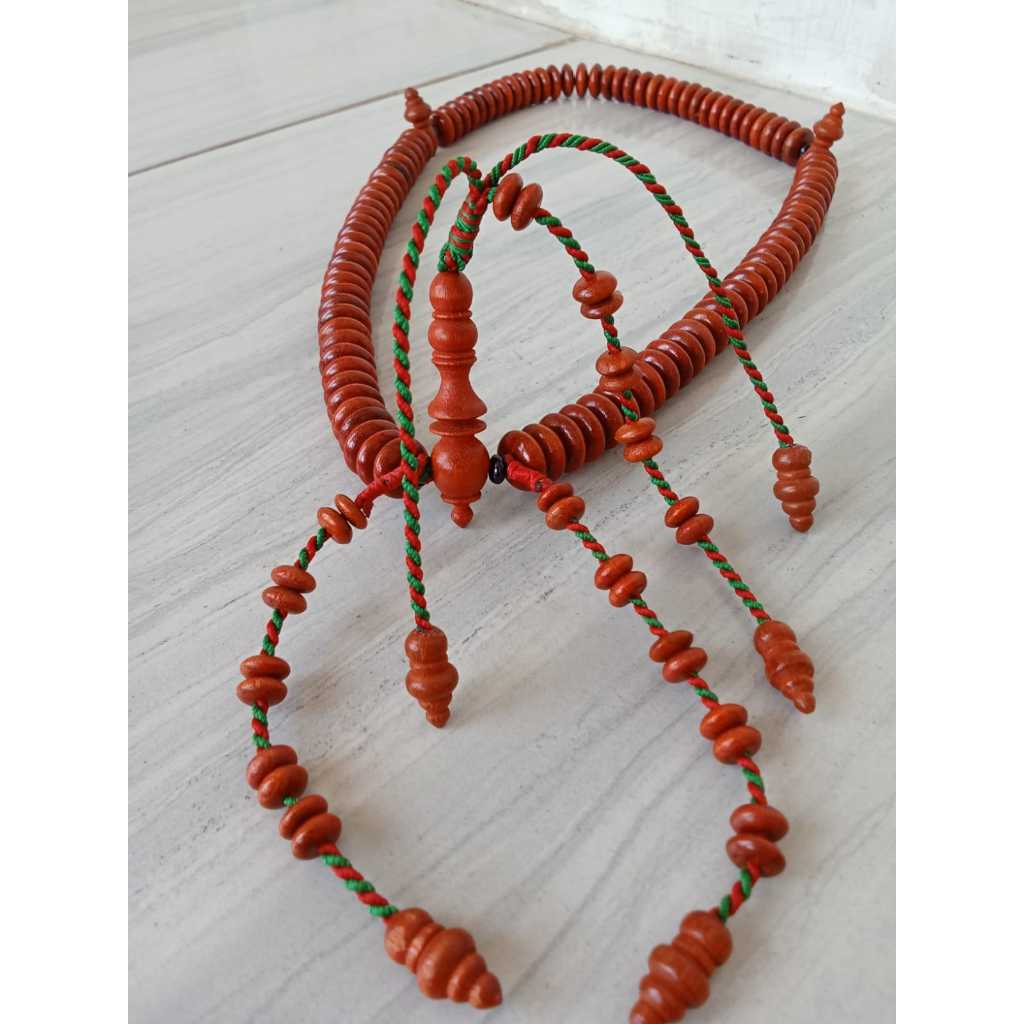 tasbih kayu galih secang 99 butir model pipih 14 mm | tasbih kayu 99 butir rumbai tijani | tasbih ca