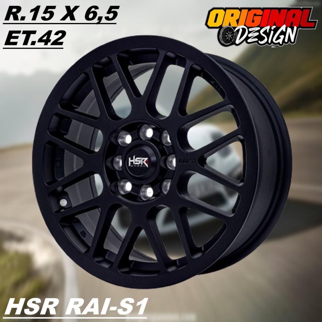 Velg Mobil Ring 15 HSR RAI S1 R15 Untuk Brio , Mobilio , Yaris , Etios warna hitam