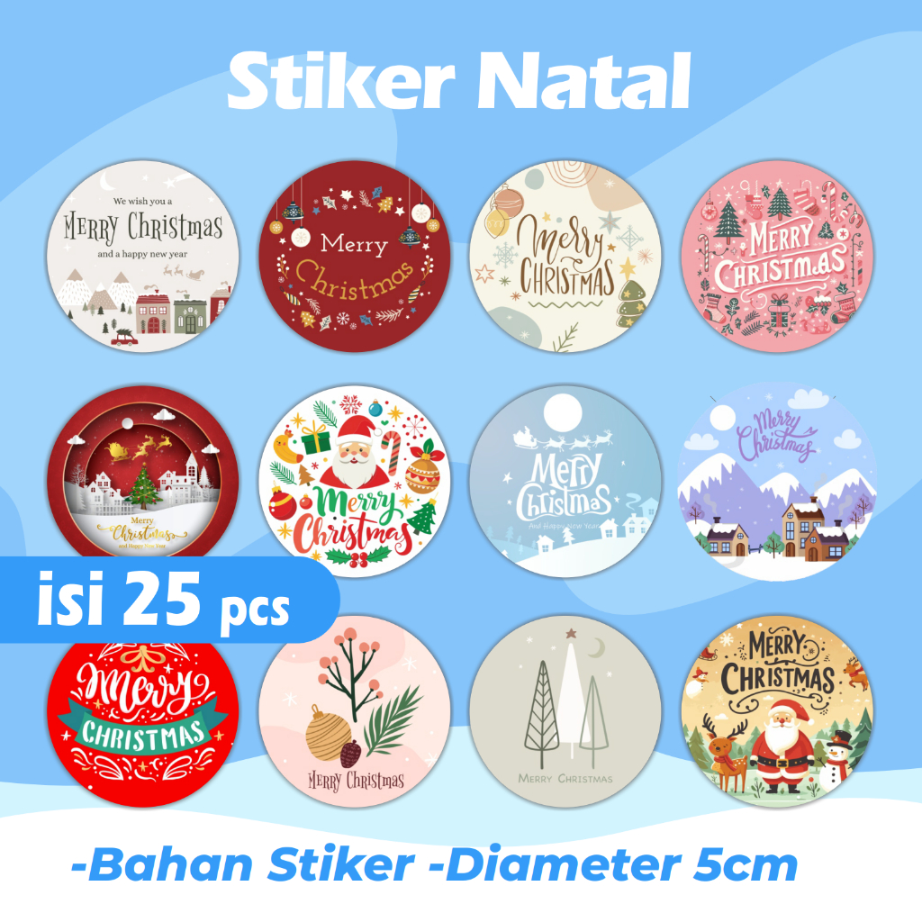 

Stiker Label bulat natal - sticker christmass