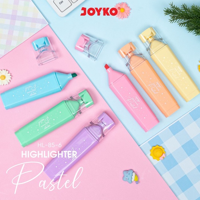 

KODE W3H3 Penanda Berwarna Highlighter Joyko HL85 6 Warna Pastel