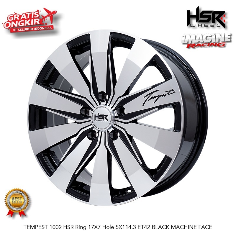 VELG RACING HSR TEMPEST RING 17 HOLE 5X114,3 UNTUK XPANDER XL7 GRANMAX TERIOS