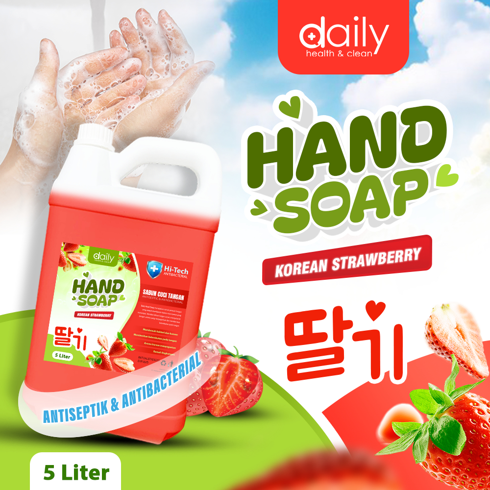 Daily Hand Soap / Sabun Cuci Tangan Refill 5 Liter - Kini Tersedia Variant Baru Korean Strawberry