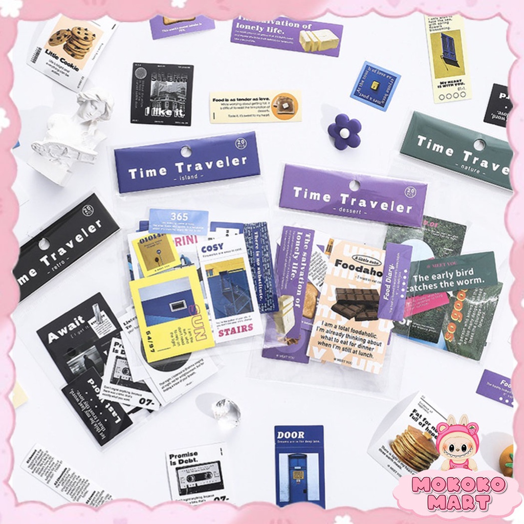 

MM 20 Pcs Stiker Vintage DIY Buat Jurnal Motif Time Traveler Stiker Pack Waterproof Anti Air - SP13
