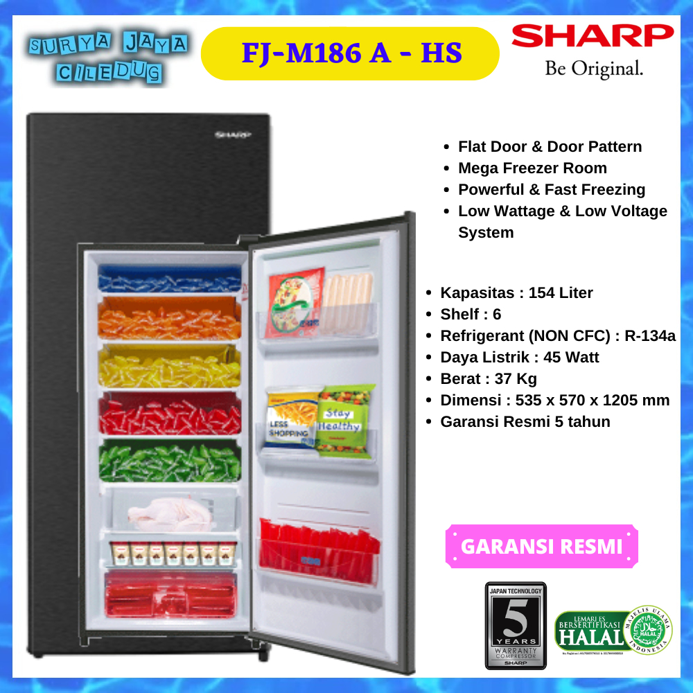 FREEZER SHARP FJM 186 AHS FJ-M186A-HS 6 RAK FREEZER ES BATU, ASI