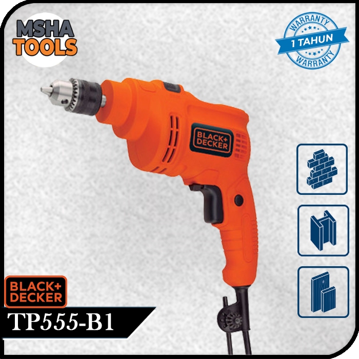 Black+Decker Bor Impact Listrik / Impact Drill 550W 10MM Black+Decker TP555