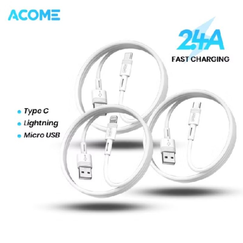 Kabel data Acome 2.4A Type C Fast Charging