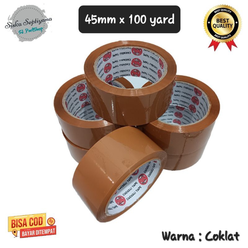 

Lakban Coklat Cokelat 45mm x 100 yard Tebal Murah Good Quality