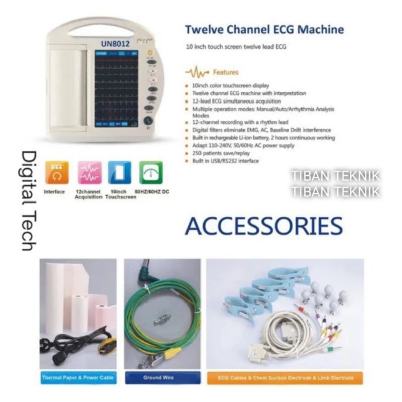 Hospital Digital Analyzer ECG 12 Channel Intepretasi YKDMED ECG-1212P