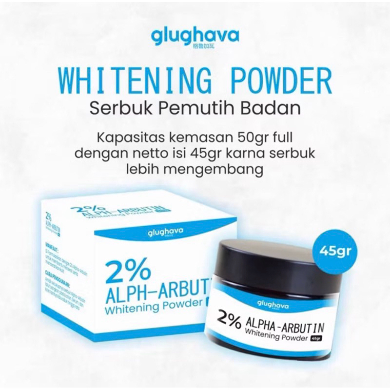 Glugava Whitening polder serbuk pemutih badan Alpha-Arbutin 2%