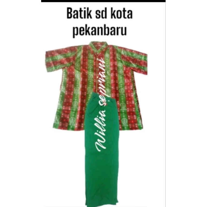 setelan batik SD kota pekanbaru tangan pendek / seragam batik SD kota Pekanbaru / batik pekanbaru / 