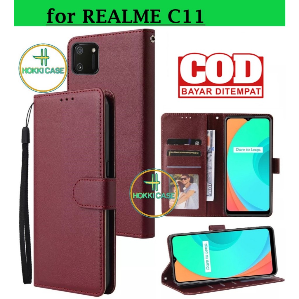 FLIP COVER REALME C11 | C11 2021  LEATHER CASE FLIP PREMIUM CASING DOMPET