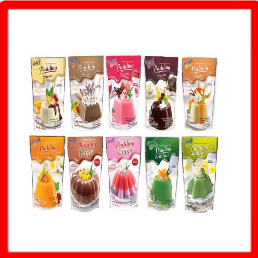 

NUTRIJELL PUDDING SUSU RASA COKLAT STRAWBERRY MANGGA VANILLA KARAMEL CAPPUCCINO MUNG BEAN PANDAN PLAM SUGAR @ 130 GRAM