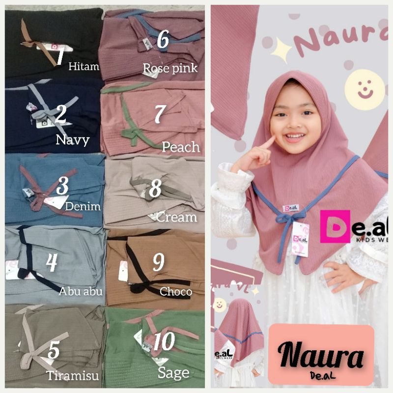 hijab kerudung anak naura crinkle murah