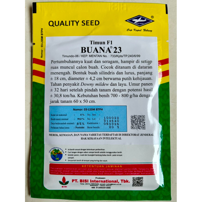 Bibit Benih Timun Hibrida BUANA 23 Isi 20 Gram 100%Original