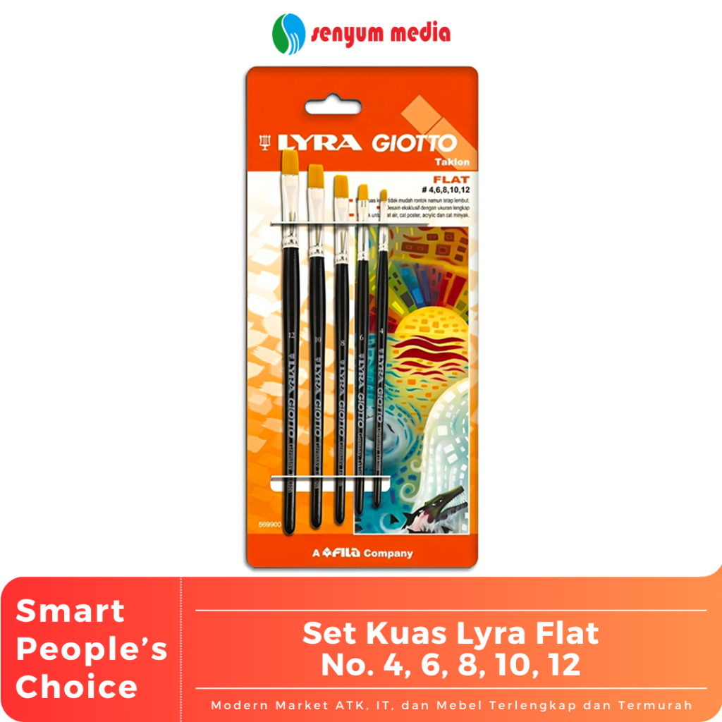 

Set Kuas Lyra Flat No. 4, 6, 8, 10, 12 (1 Set Isi 5 Kuas) (S:SET)