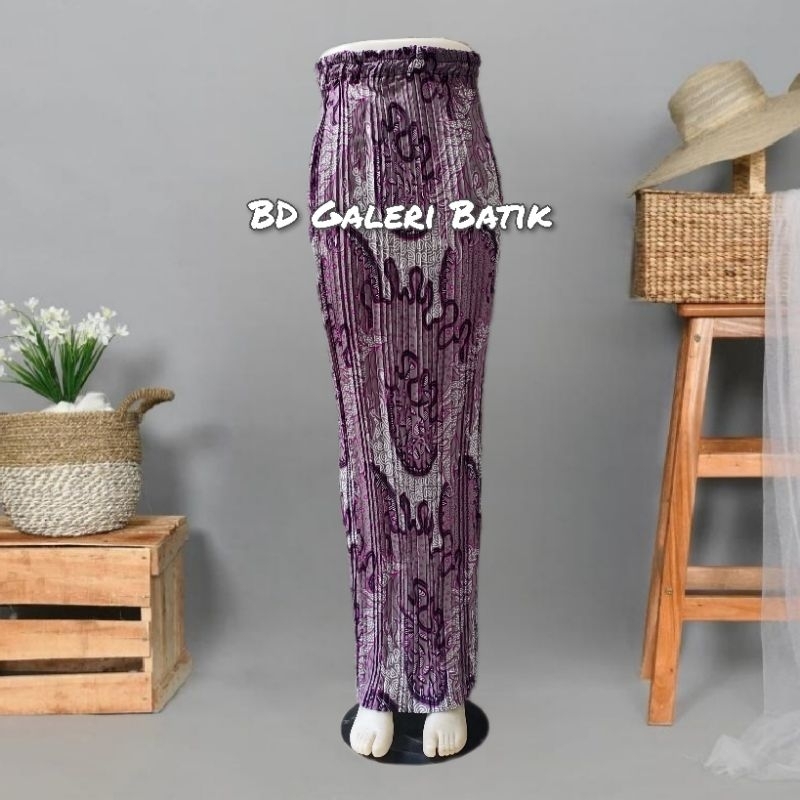 Rok Plisket Batik Ubur² Ungu / Rok Batik Motif Terbaru Termewah / Rok Kebaya / Rok Wisuda