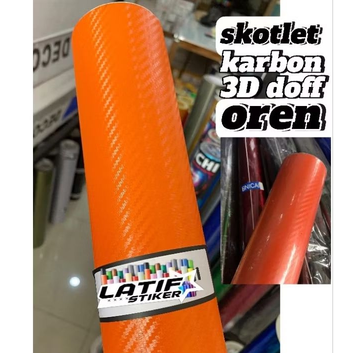 skotlet motor karbon fiber 3d oren doff stiker motor karbon fiber 3d