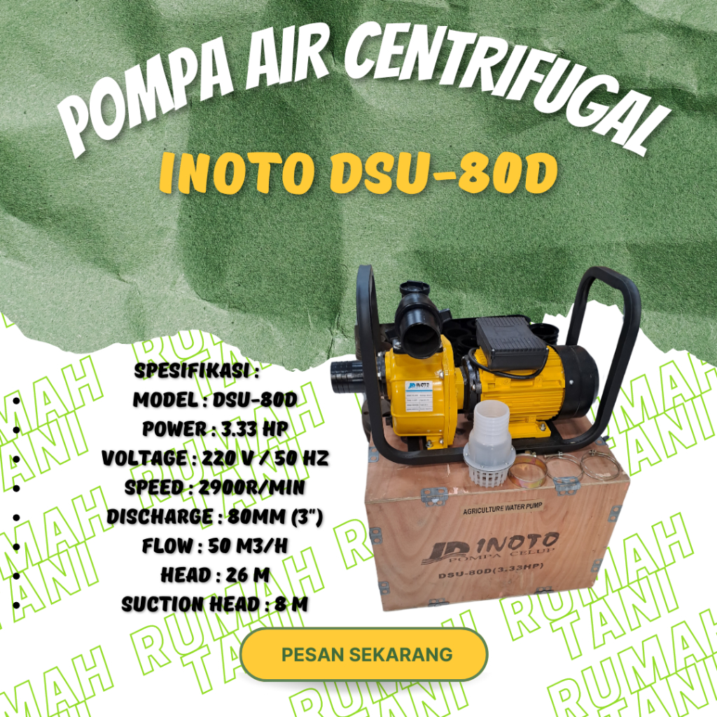 pompa air centrifugal 3hp pompa irigasi inoto dsu 80d