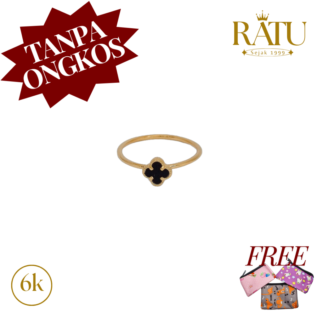 Cincin EMAS ASLI Kadar 300 / 6K - Dewasa Clover - UBS