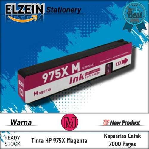 Cartridge Tinta Compatible HP 975X 975 X Magenta Printer HP Pagewide Pro 452dn, 452dw, 477dn, 477dw,