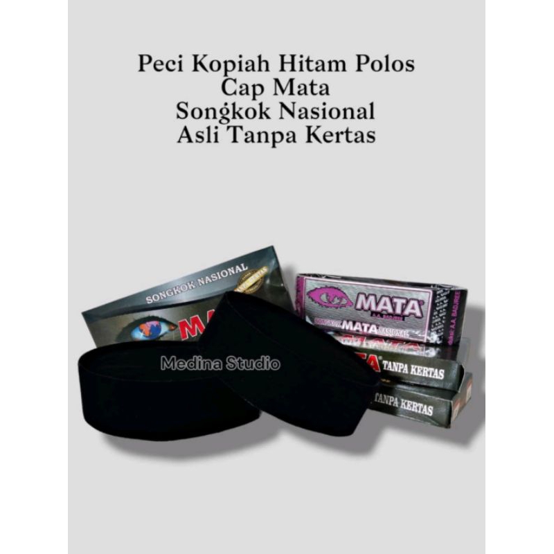 peci/songkok nasional polos hitam merek cap mata peci santri muslim