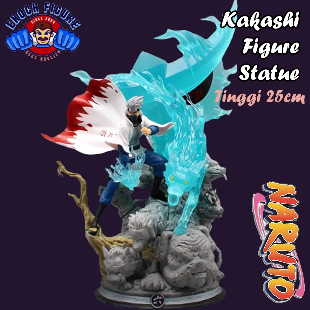 Action Figure Naruto Kakashi Hatake Statue Ukuran 25cm Pajangan Kamar Asli