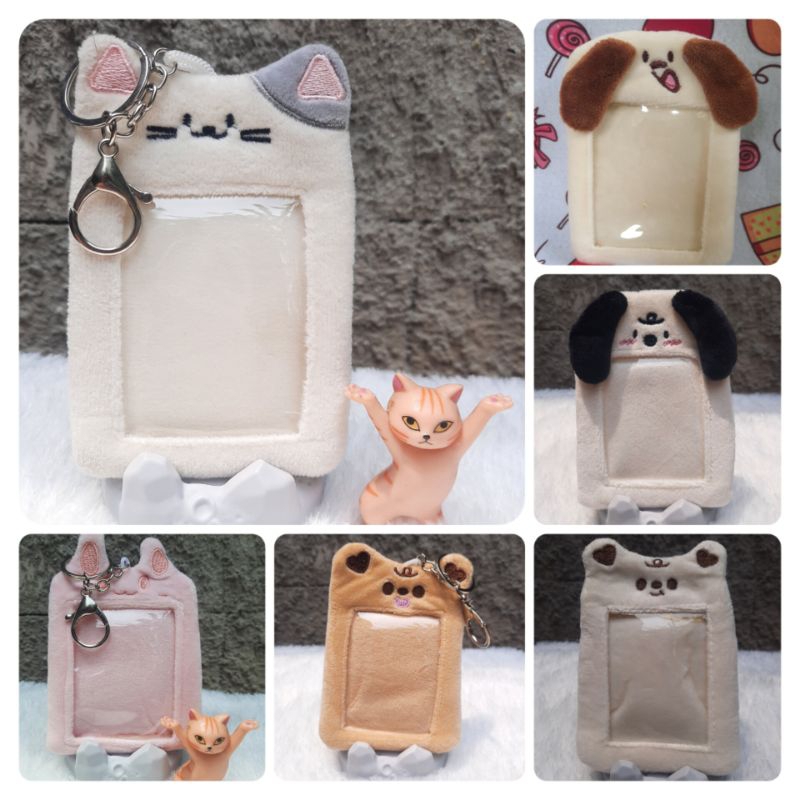 

[READY STOCK] Photocard Holder Animal Character Cute Kawaii Fluffy Plushy PC ID Card Case KPop Cahol