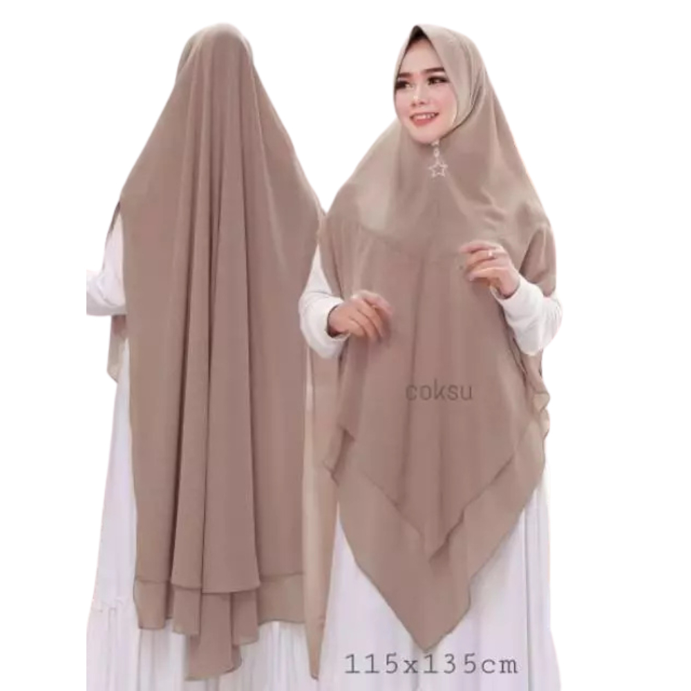 Khimar Instan Jumbo Fairus Ceruty Babydoll 2 Layer Jilbab Syari Panjang Premium Hijab Pad Antem
