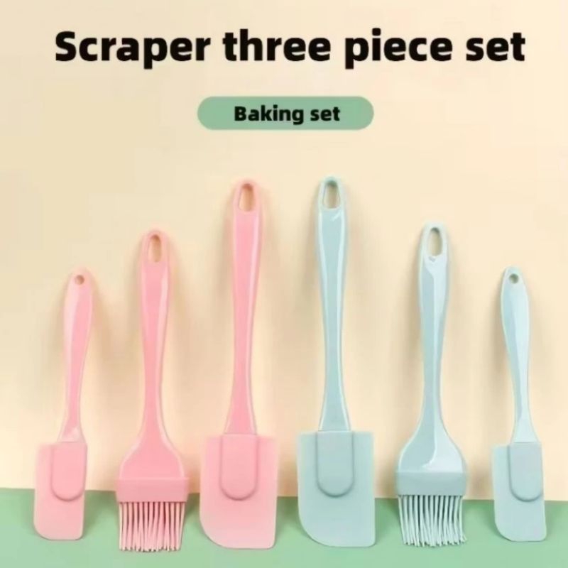 SPATULA SILIKON TAHAN PANAS SET/SPATULA SET 3 IN 1/ KUAS SILIKON TAHAN PANAS
