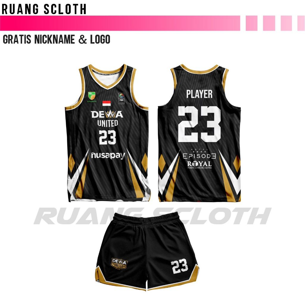 RB Jersey Basket Dewa United Terbaru Gratis Pasang Nama dan Nomor Punggung