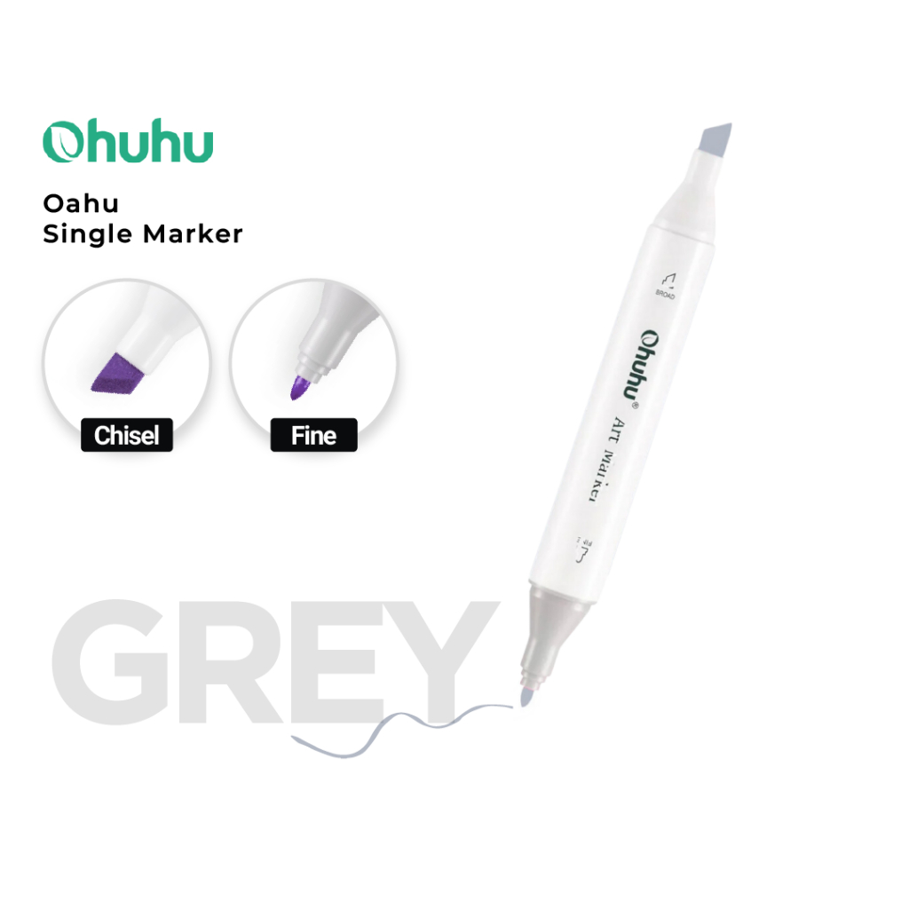 

OHUHU SINGLE Oahu (Fine & Chisel) - GREY SERIES | 322 Colors Refill Marker Satuan